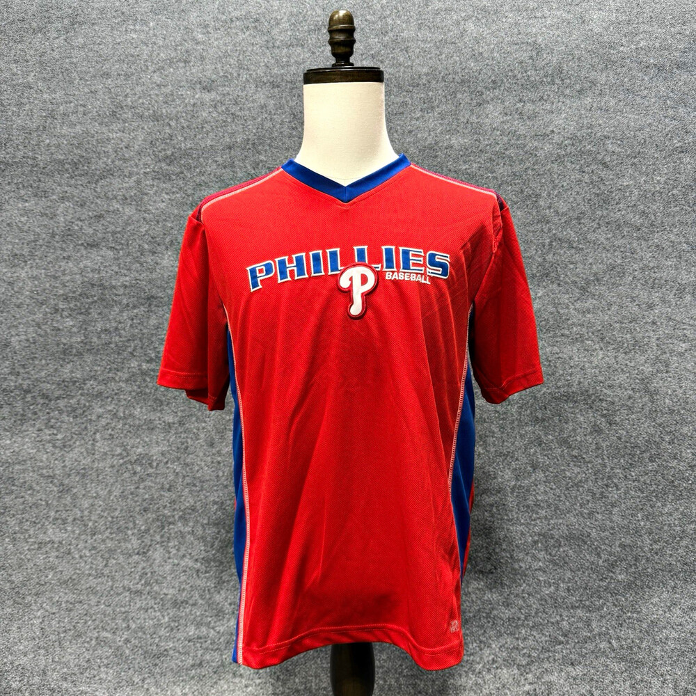 Philadelphia Phillies MLB TX3 Cool Shirt Mens Large Red Blue Baseball Jersey L